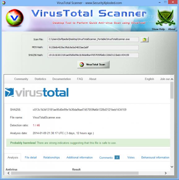 VirusTotalScanner Portable screenshot