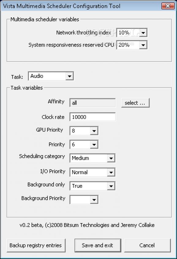 Vista Multimedia Scheduler Configuration Tool screenshot