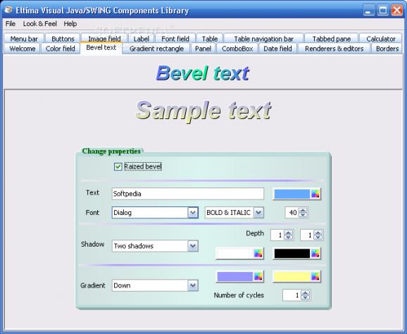 Visual Java/SWING Components Library screenshot