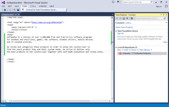 Team Explorer for Microsoft Visual Studio screenshot