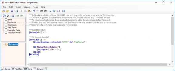 VisualFiles Script Editor screenshot