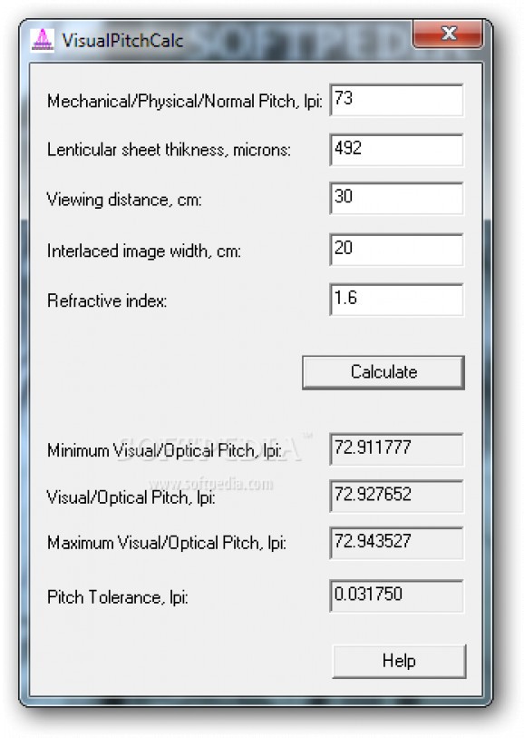 VisualPitchCalc screenshot