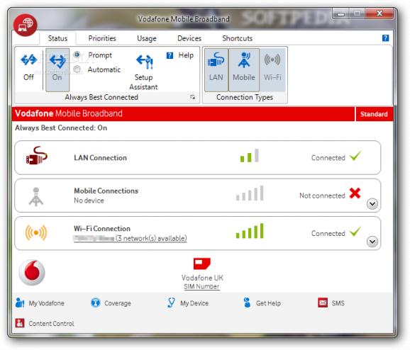 Vodafone Mobile Broadband (formerly Vodafone Mobile Connect) screenshot