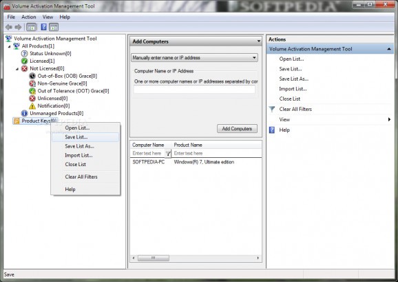 Microsoft Volume Activation Management Tool screenshot