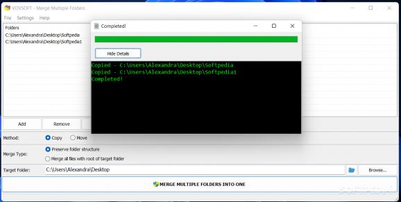 Vovsoft - Merge Multiple Folders screenshot
