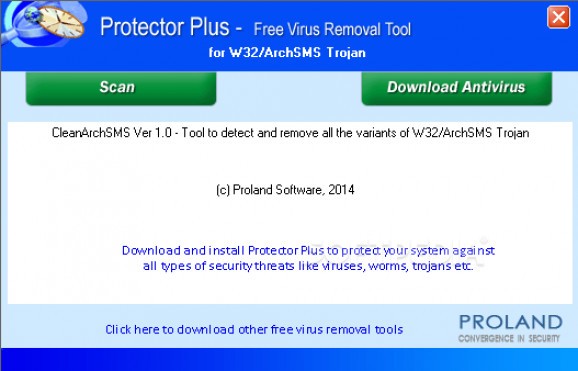 W32/ArchSMS Trojan Removal Tool screenshot