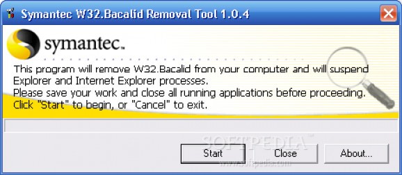 W32.Bacalid Removal Tool screenshot