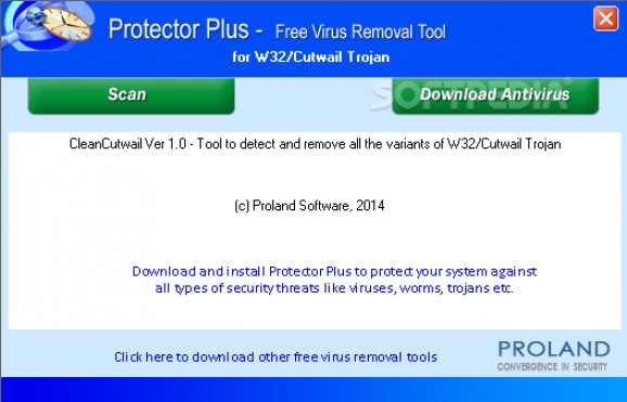W32/CutWail Virus Removal Tool screenshot