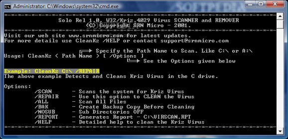 W32/Kriz Virus Scanner and Remover screenshot