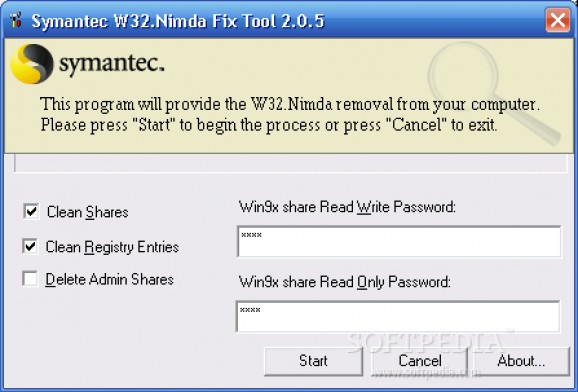 W32.Nimda.A@mm Removal Tool screenshot