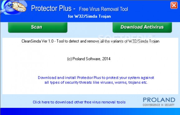 W32/Simda Free Virus Removal Tool screenshot