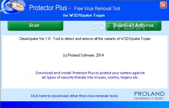 W32/Upatre Virus Removal Tool screenshot
