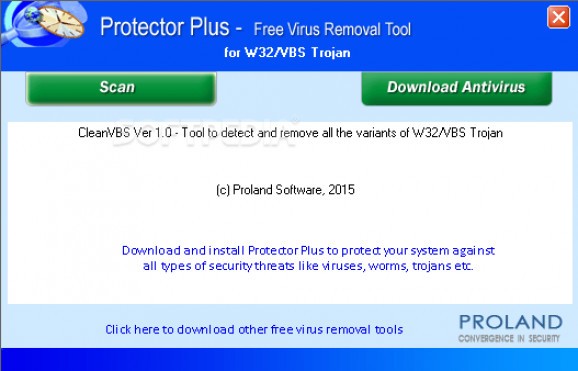 W32/VBS Free Virus Removal Tool screenshot