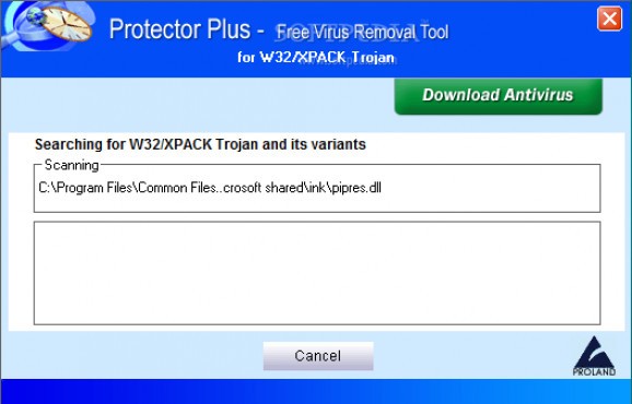 W32/XPACK Trojan Removal Tool screenshot