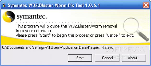 W32.Blaster.Worm Removal Tool screenshot