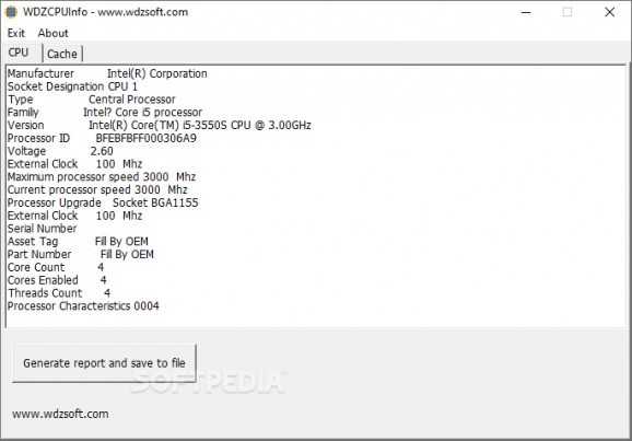 WDZ CPU Info screenshot