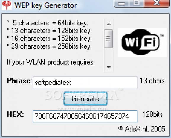 WEP key Generator screenshot