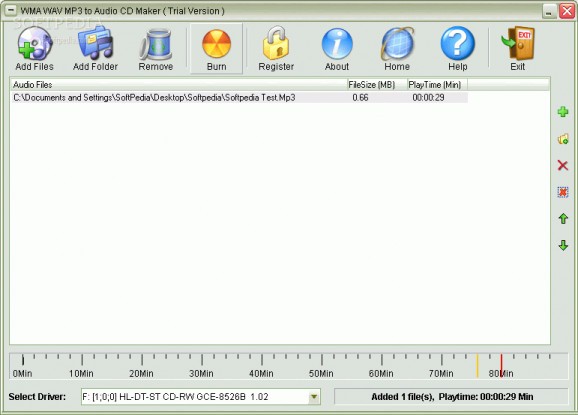 WMA WAV MP3 to Audio CD Maker screenshot