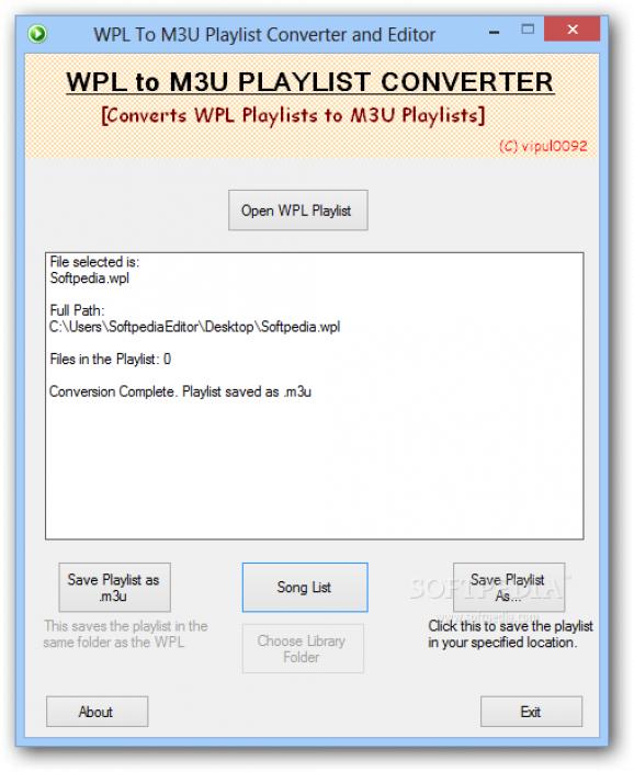 WPL To M3U Playlist Converter and Editor screenshot