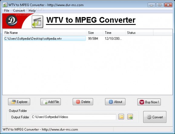 WTV to MPEG2 Converter screenshot