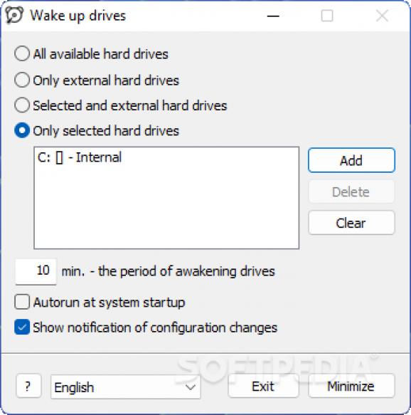 Wake up drives screenshot