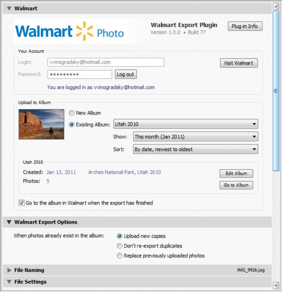 Walmart Export Plugin for Lightroom (USA) screenshot