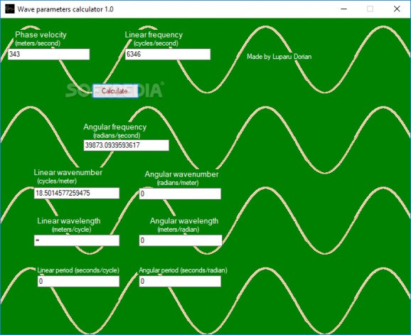 Wave parameters calculator screenshot