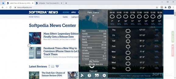 Weather Extension for Chrome screenshot