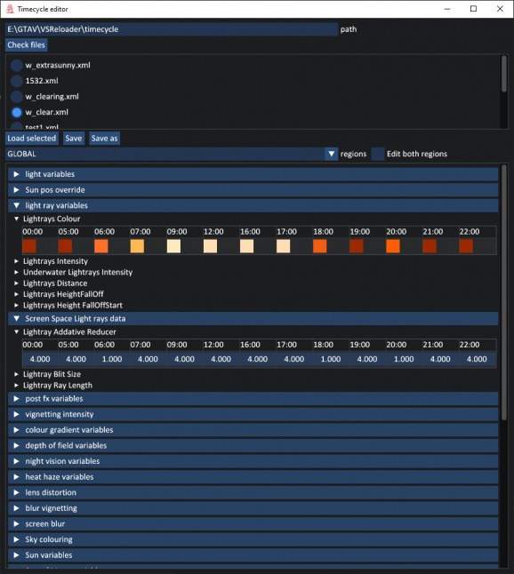 Weather timecycle file editor screenshot