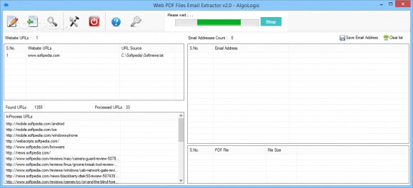 Web PDF Files Email Extractor screenshot