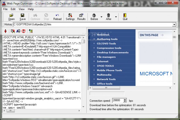 Web Page Optimizer screenshot