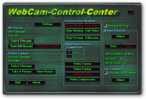 WebCam Control Center screenshot