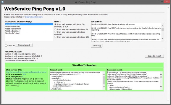 WebService PingPong screenshot
