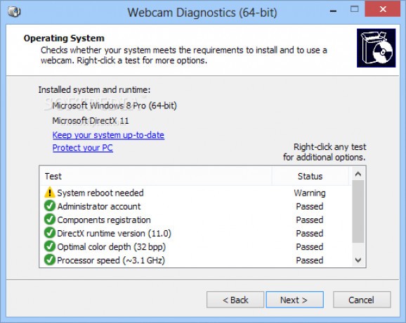 Webcam Diagnostics screenshot