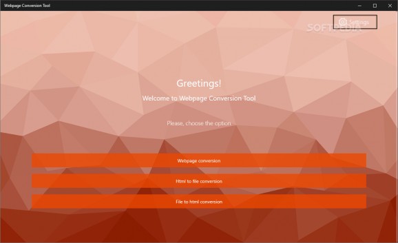 Webpage Conversion Tool screenshot