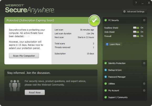 Webroot SecureAnywhere Antivirus screenshot
