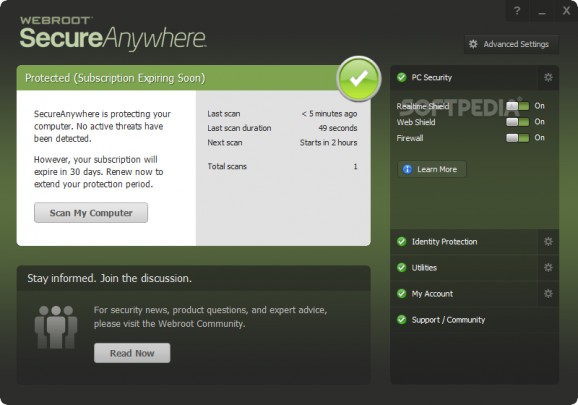 Webroot SecureAnywhere Business Endpoint Protection screenshot