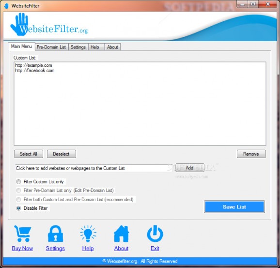 WebsiteFilter screenshot