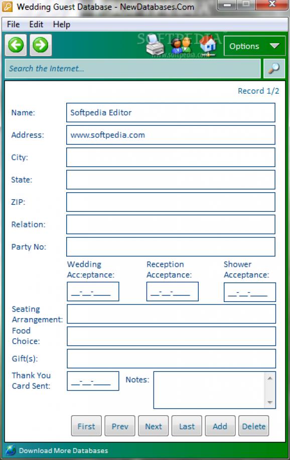 Wedding Guest Database screenshot