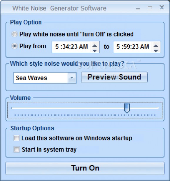 White Noise Generator Software screenshot