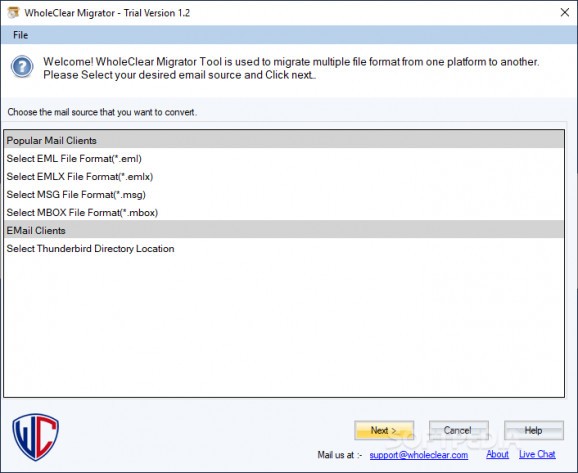 WholeClear TGZ to Yahoo Migrator screenshot