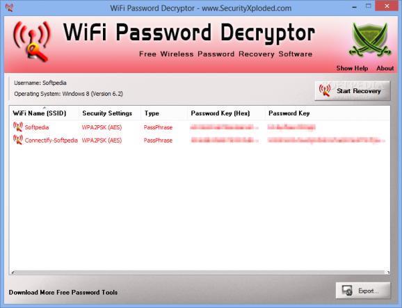 WiFi Password Decryptor Portable screenshot