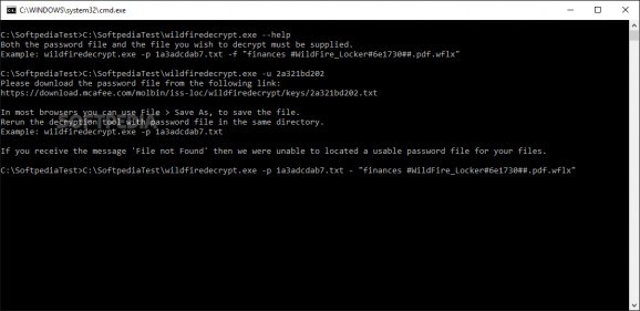 WildFire Ransomware Decryption Tool screenshot