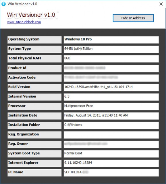 Win Versioner screenshot