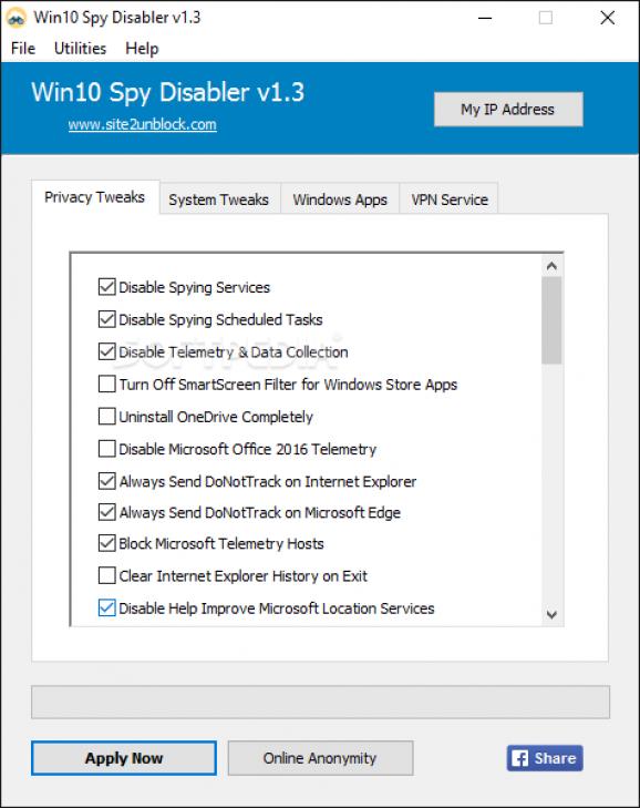 Win10 Spy Disabler screenshot