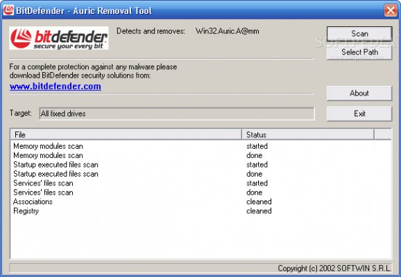 Win32.Auric.A@mm Removal Tool screenshot