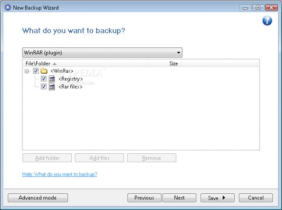 WinRAR Backup4all Plugin screenshot