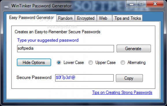 WinTinker Password Generator screenshot
