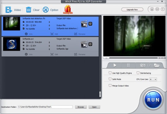 WinX Free FLV to 3GP Video Converter screenshot
