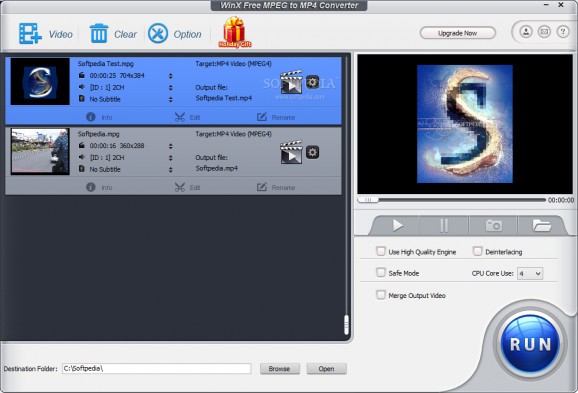 WinX Free MPEG to MP4 Converter screenshot